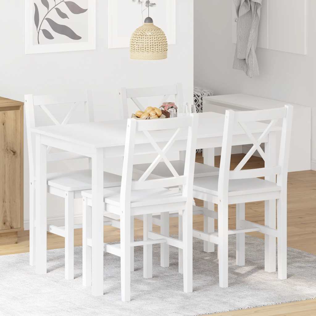 Vidaxl Conjunto De Comedor Mabel 1 Mesa + 4 Sillas Blanco , Leroy Merlin