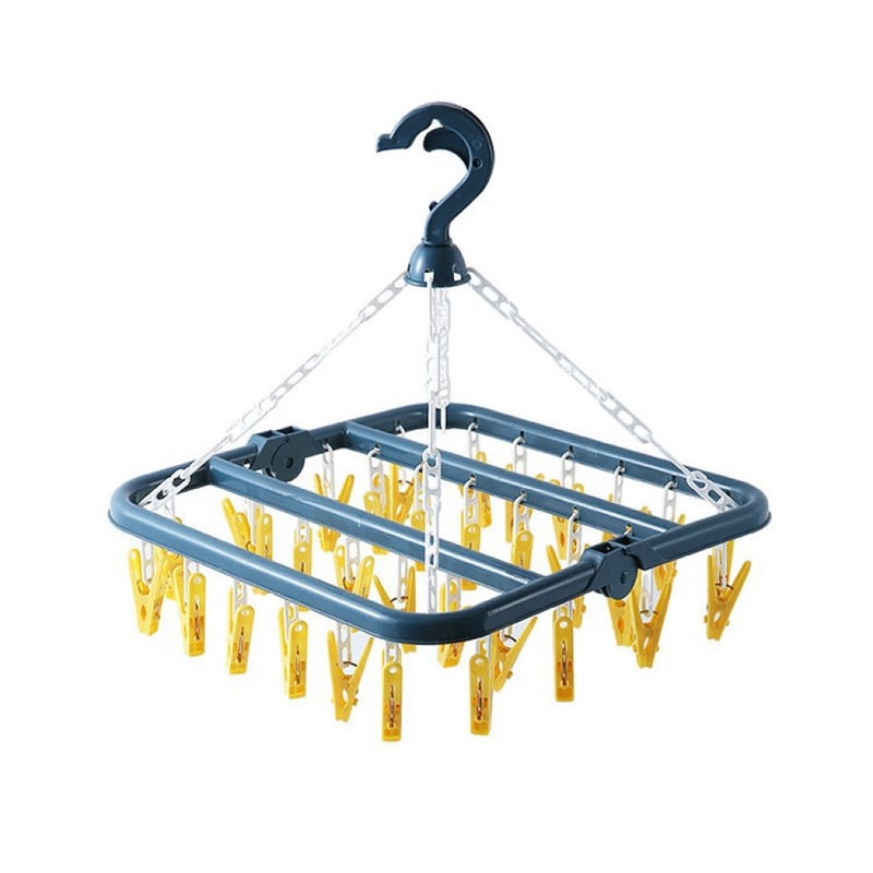 Sznur do wieszania skarpetek z 32 żółtymi klipsami, odpowiedni do bielizny, 1 szt.