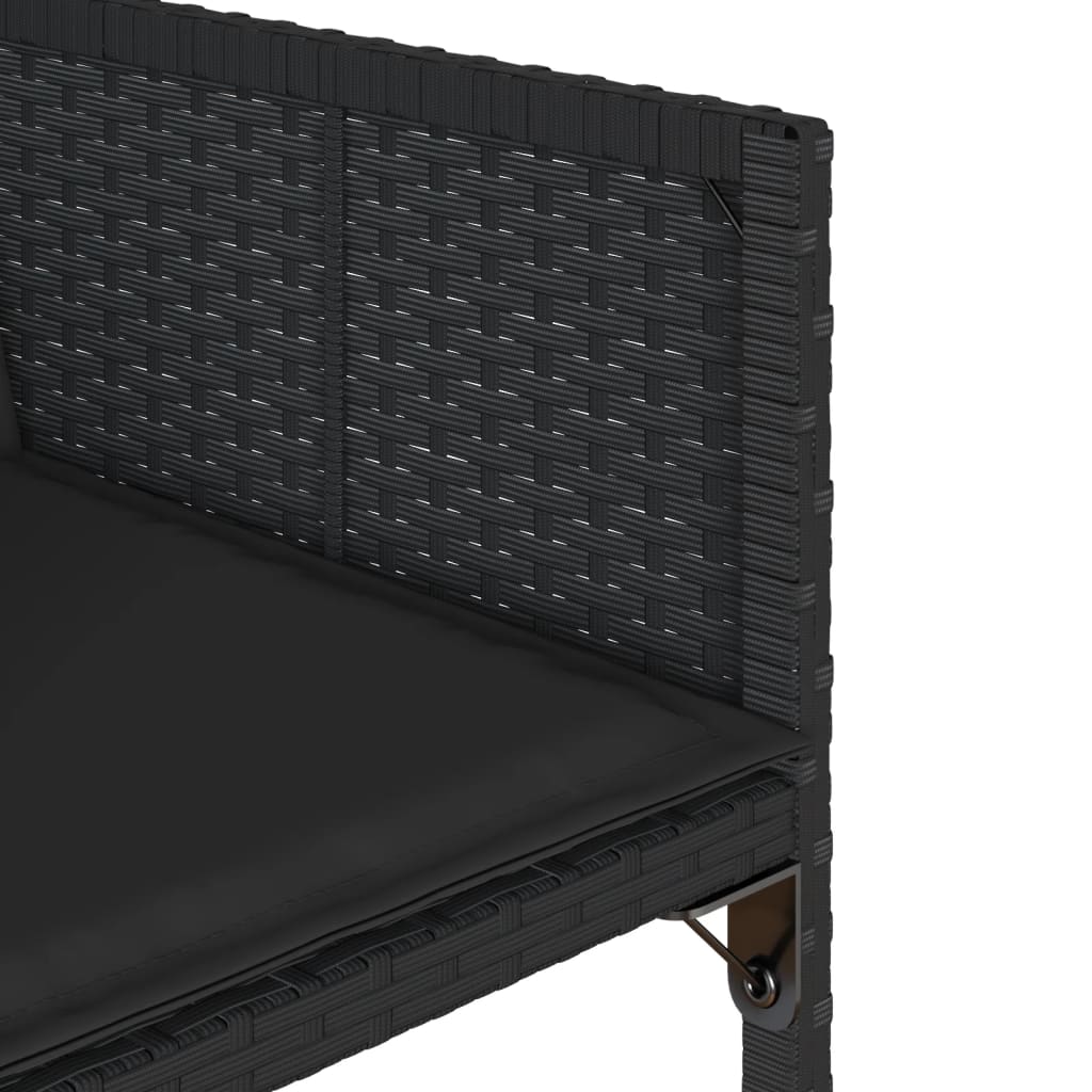 Set de muebles jardín 5 piezas con cojines ratán sintético negro - 6