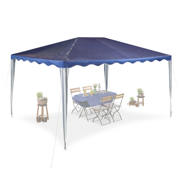 Relaxdays Gazebo 3x4 m, Tenda da Giardino, Pergolato da Esterno, Tetto in Telo PE, Struttura Acciaio, Blu Scuro Bianco