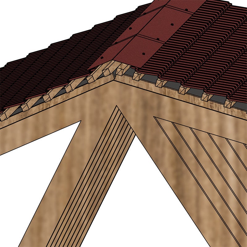 Faîtière double pour tôle tuile BACACIER Tuile R® | 1000 mm Longueur Brun mat - 3