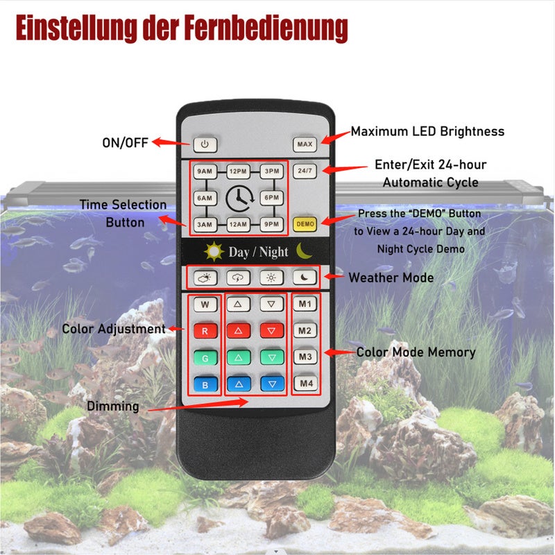 120-150cm Lampe Aquarium LED, RGB avec télécommande sans fil Étanche LED Lumière Aquarium D'éclairage - 5