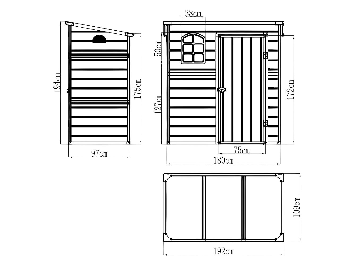 Casetta da giardino 2,12m² in Resina Antracite - NERIO - 8