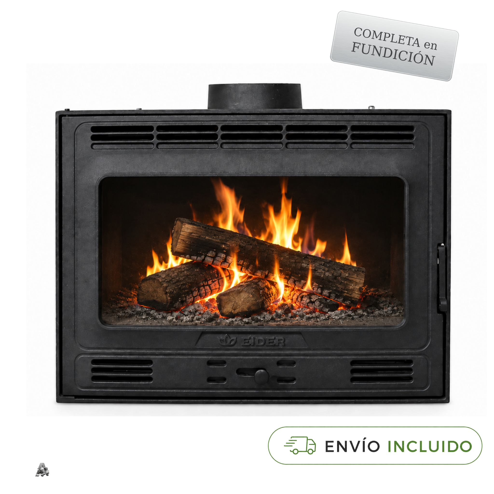 Insertable de leña ventilado TRACIA-IRON 70 de fundición 11,92 kW clase A para 230 m³