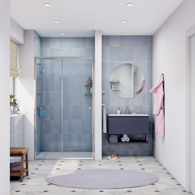 SAT PROJECT Porte de douche 120x185cm coulissante avec profilé chrome brillant (SATPROMUD120CRT)