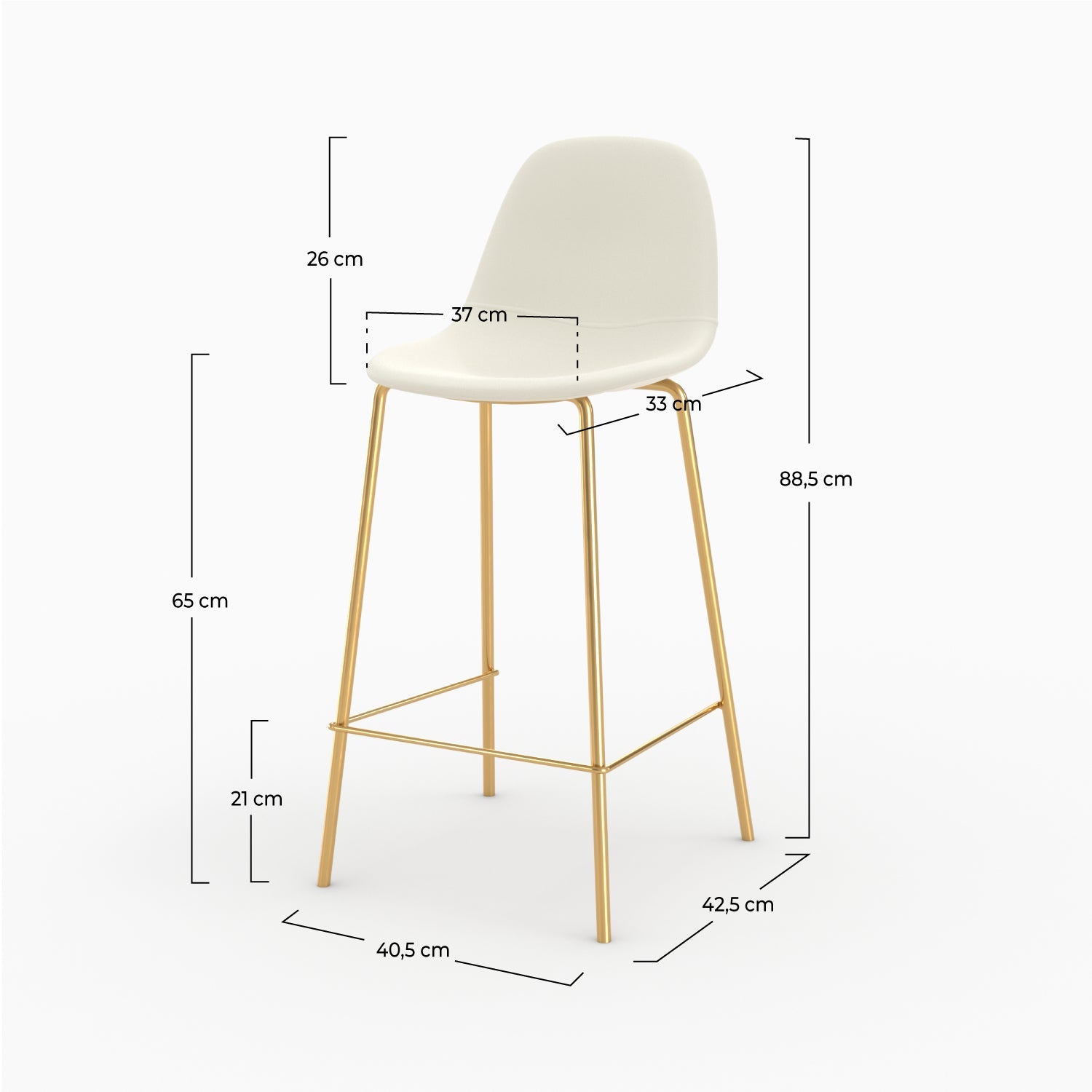 Lot de 2 chaises pour îlot central 65 cm en cuir synthétique blanc - Henrik - 4