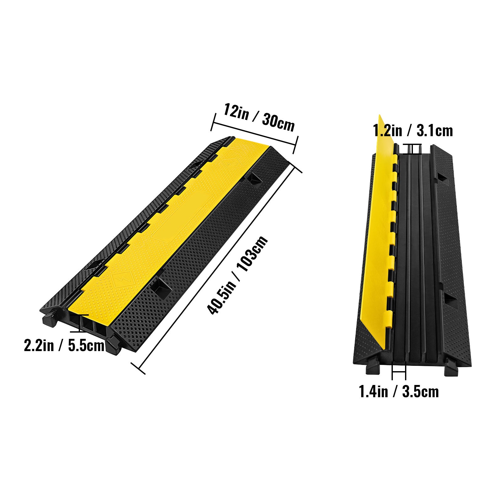 Rampe di protezione cavo gomma a SucceBuy 3 canali,1,2 x 1,2 pollici,dosatore robusto,copri-cavo per vialetto,tubo e protezione cavo - 2