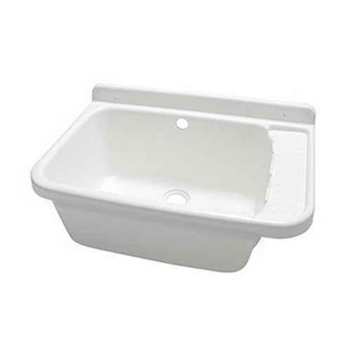 Lavabo de resina de 60x42 cm completo con sistemas de fijación y sifón Blanco