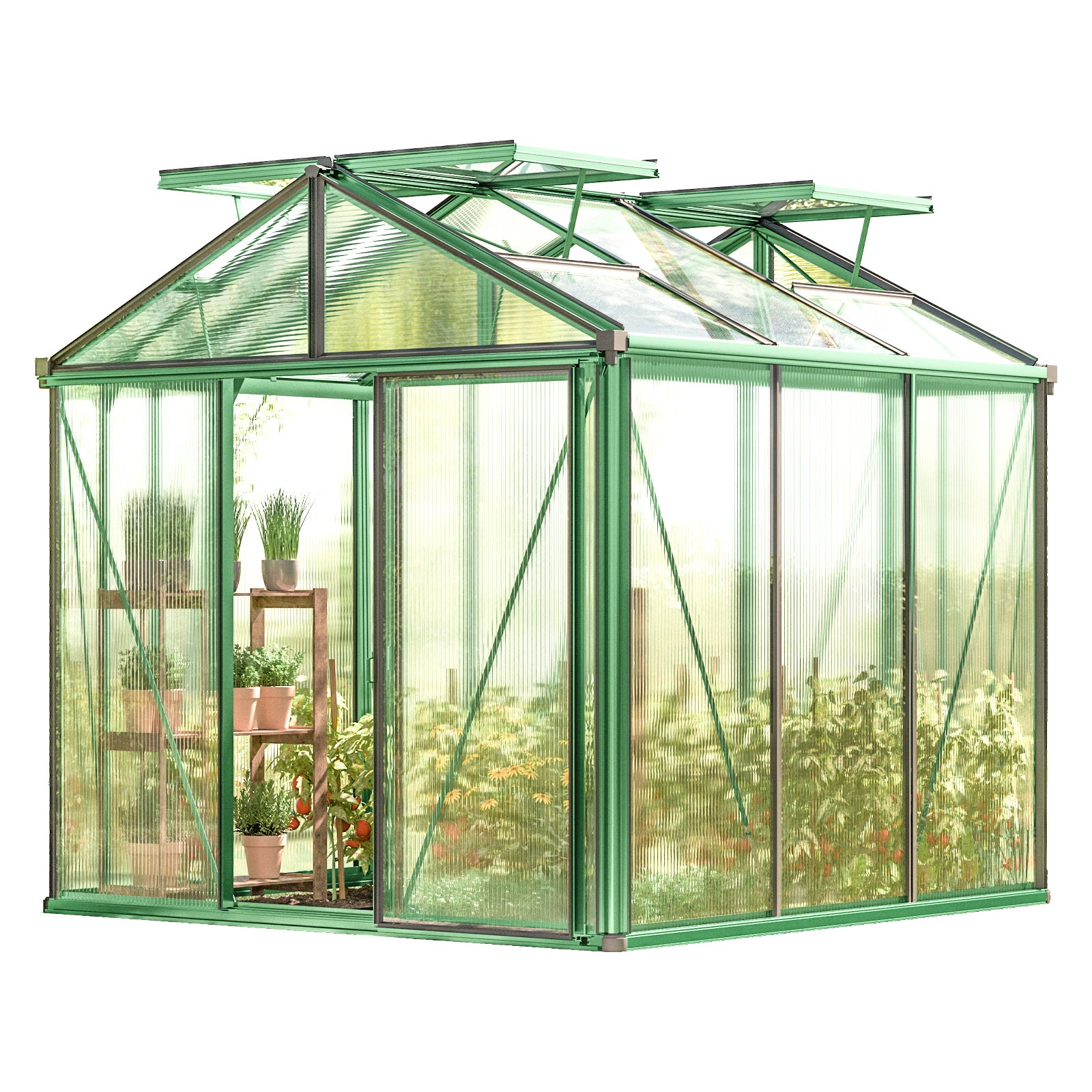 GFP szklarnia Diamas 21 Premium 235x235 cm - grube panele poliwęglanowe ok. 16 mm - kolor: zielony