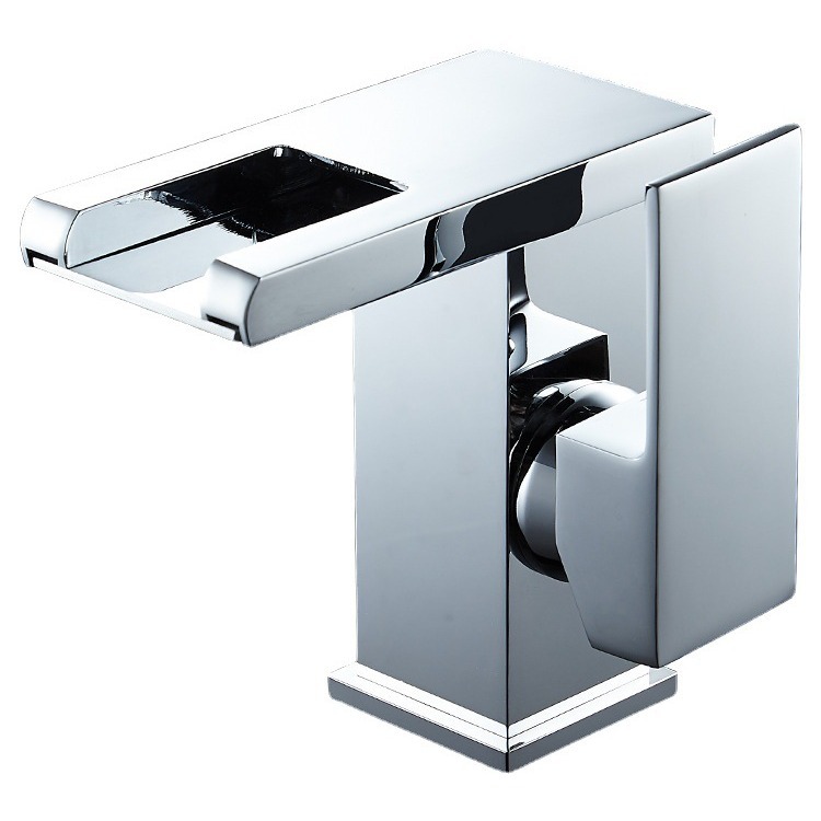 Bateria łazienkowa - Ciepła i zimna woda - Dioda LED zmieniająca kolor - Szeroka wylewka wodospadowa - Chrom - Wysokość 12,5 cm