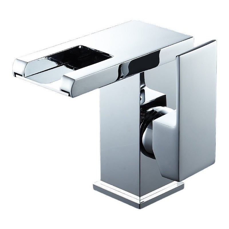 Bateria łazienkowa - Ciepła i zimna woda - Dioda LED zmieniająca kolor - Szeroka wylewka wodospadowa - Chrom - Wysokość 12,5 cm