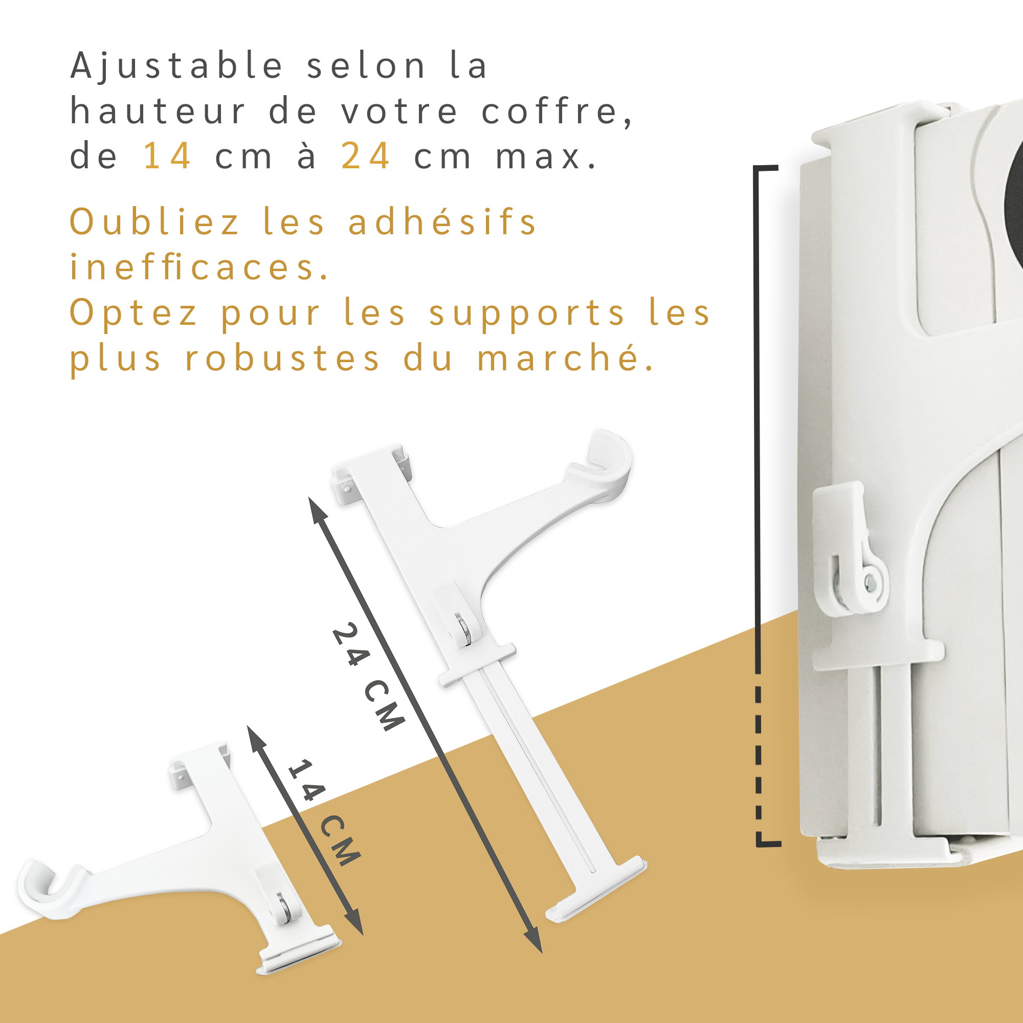 Kit de 2 supports sans perçage blancs pour tringle à rideaux spécial volet roulant - 5