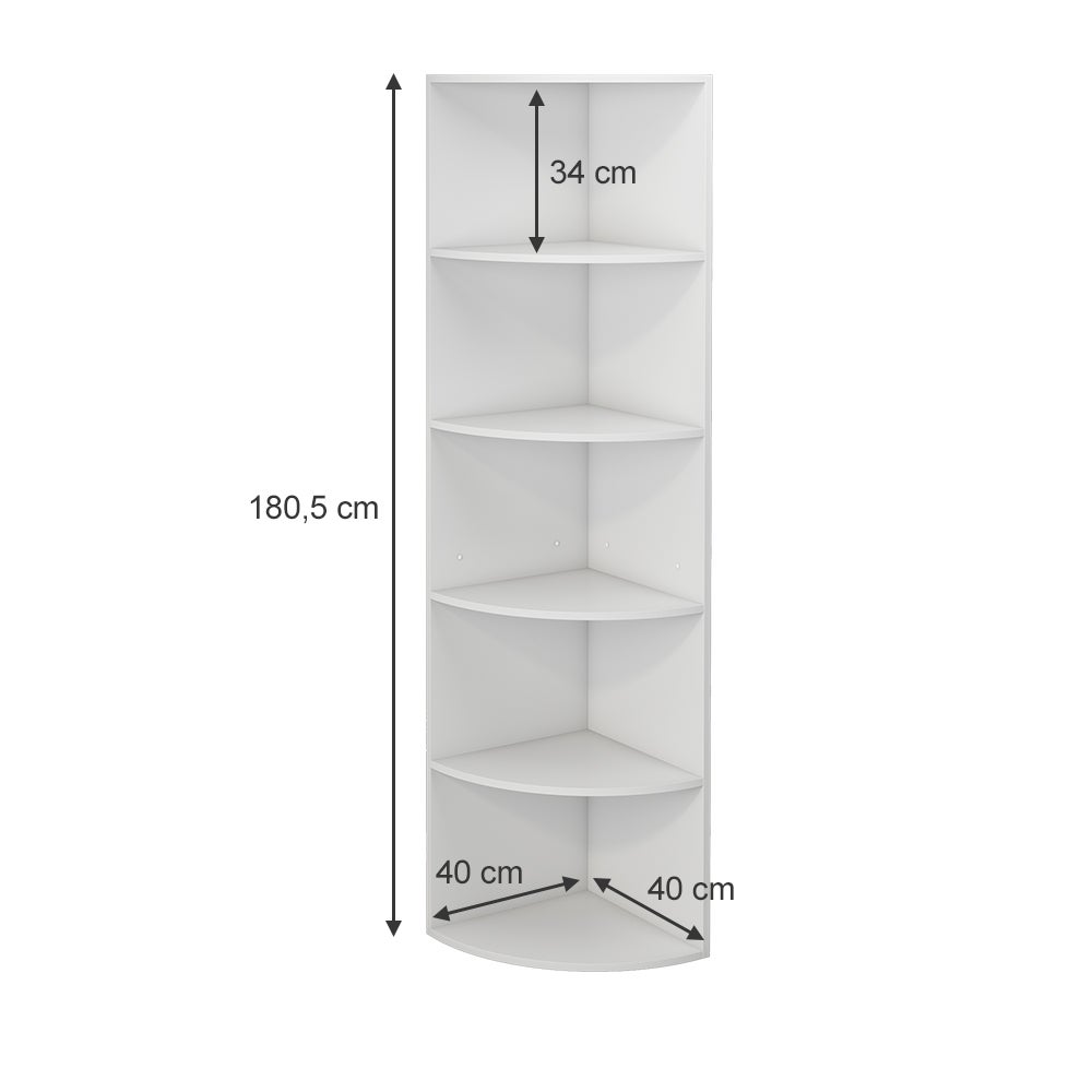 Vicco Étagère dangle Fabienne, Blanc, 40x180cm avec 5 compartiments - 3