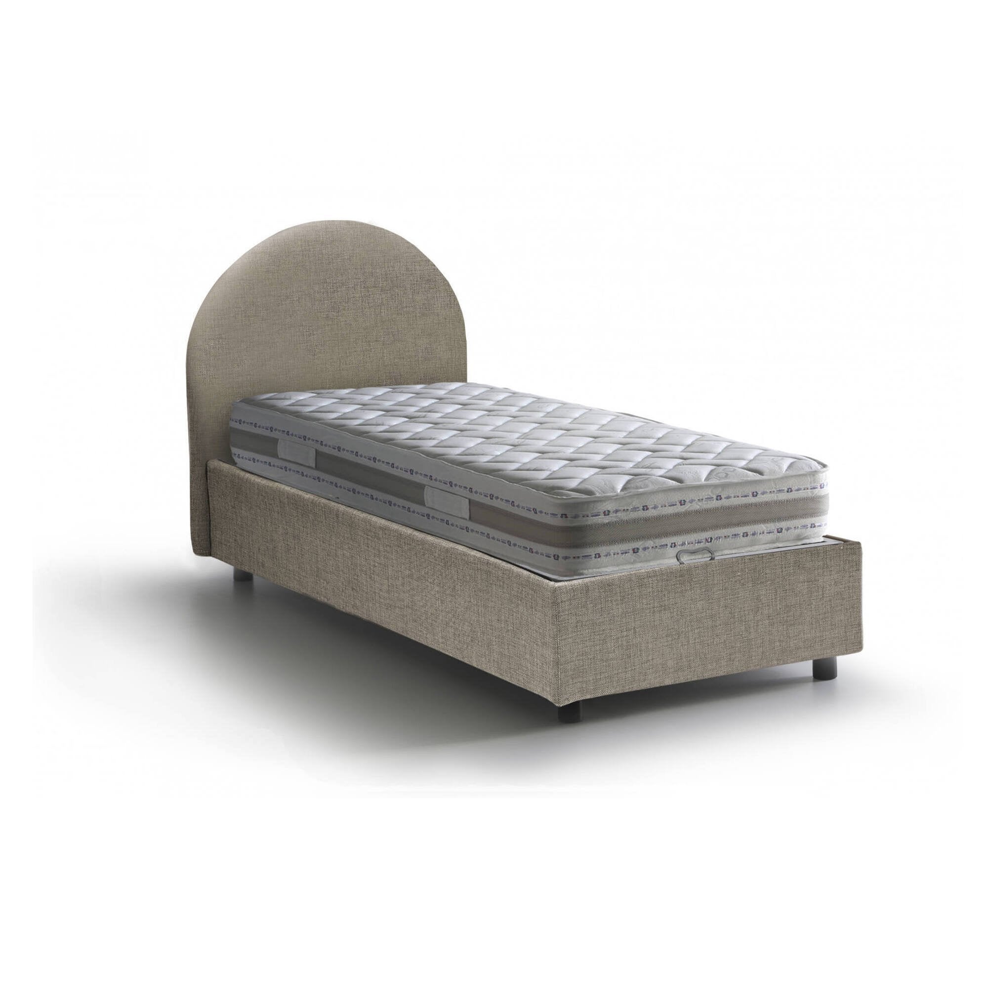 Talamo Italia Letto Piazza E Mezza Ascenza, Letto Contenitore Con Rivestimento In Ecopelle Apertura Frontale Con Materasso Cm 120x190 Incluso Tortora Nuovo Imballo 61904092