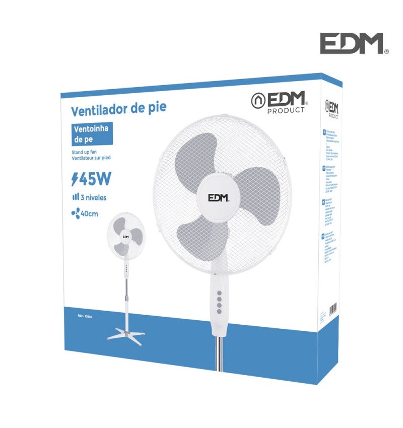 Ventilateur sur pied EDM 45W - 40cm - Blanc 33500 - 2