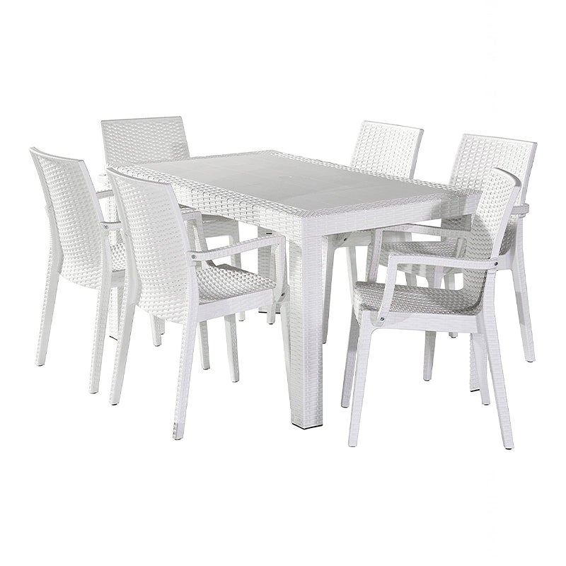 Table Bohème en résine blanche 90x90 cm - 8