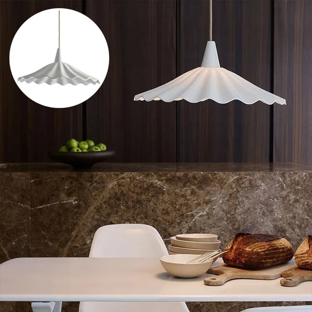 Retro ceramiczny żyrandol, francuski żyrandol z plisowanym liściem lotosu, ciepłe światło + dwa metry przewodu do zawieszania, 220 V, gwint E27