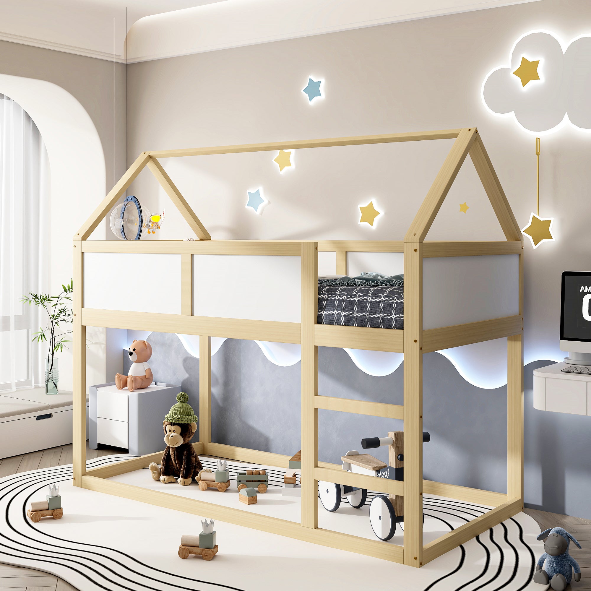 Letto a castello per bambini, 90*200 cm, letto a castello basso