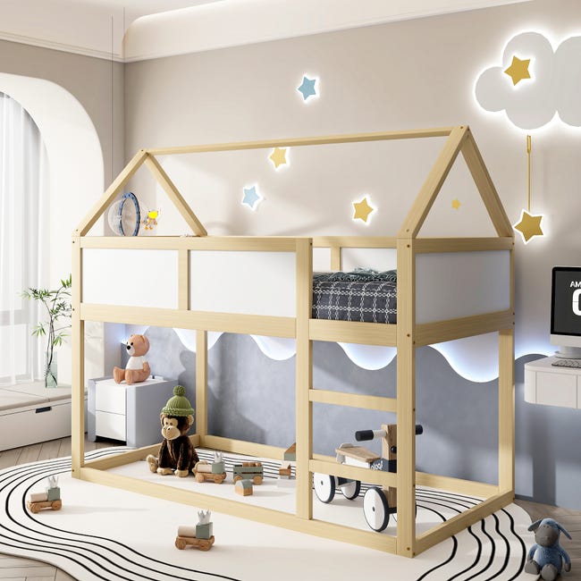 Letto a castello per bambini, 90*200 cm, letto a castello basso