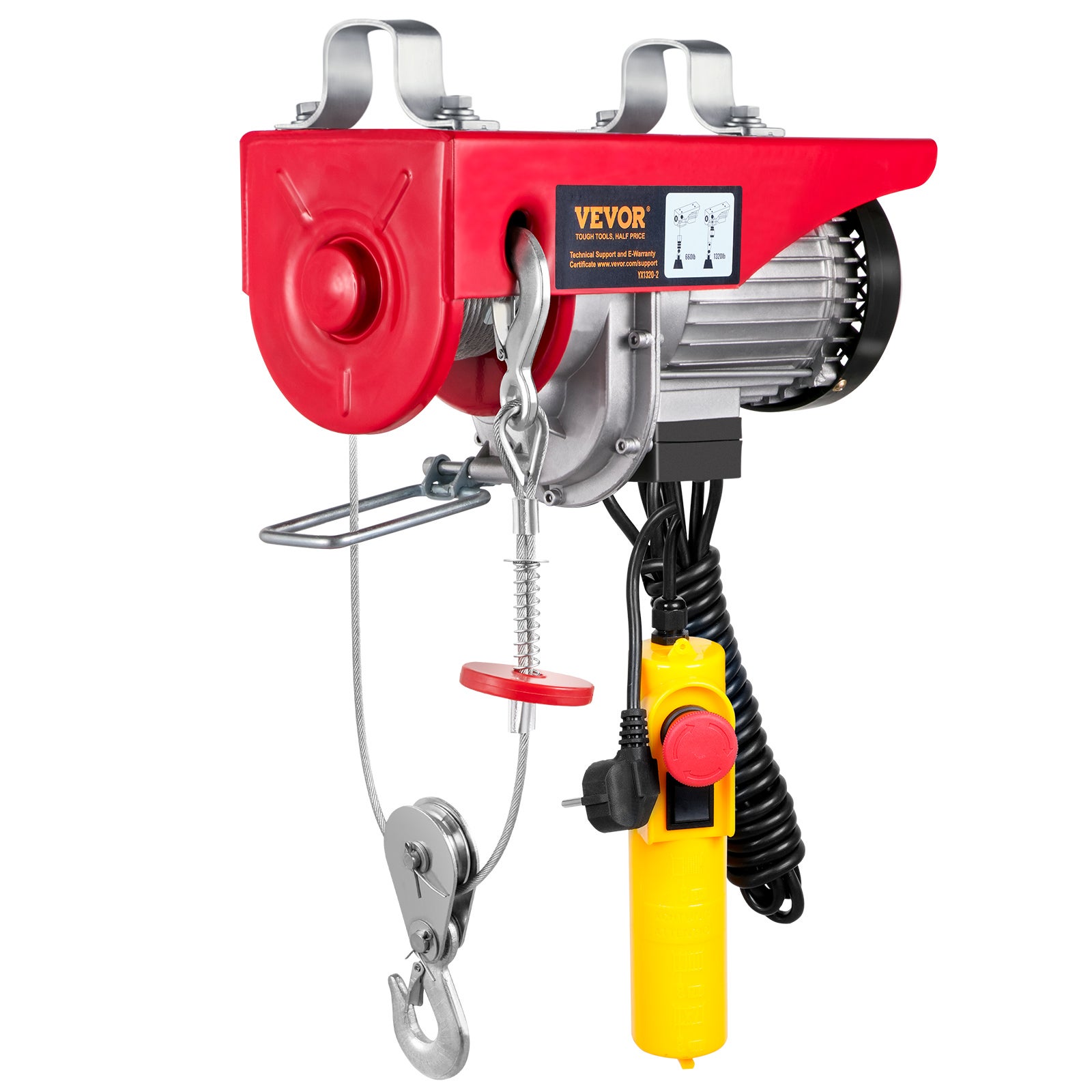 Palan électrique VEVOR Treuil à Câble 600 kg 1150 W avec Télécommande Filaire 4 m, 10 m/min, Câble 12 m, Moteur Cuivre Pur pour Garages et Entrepôts - 9