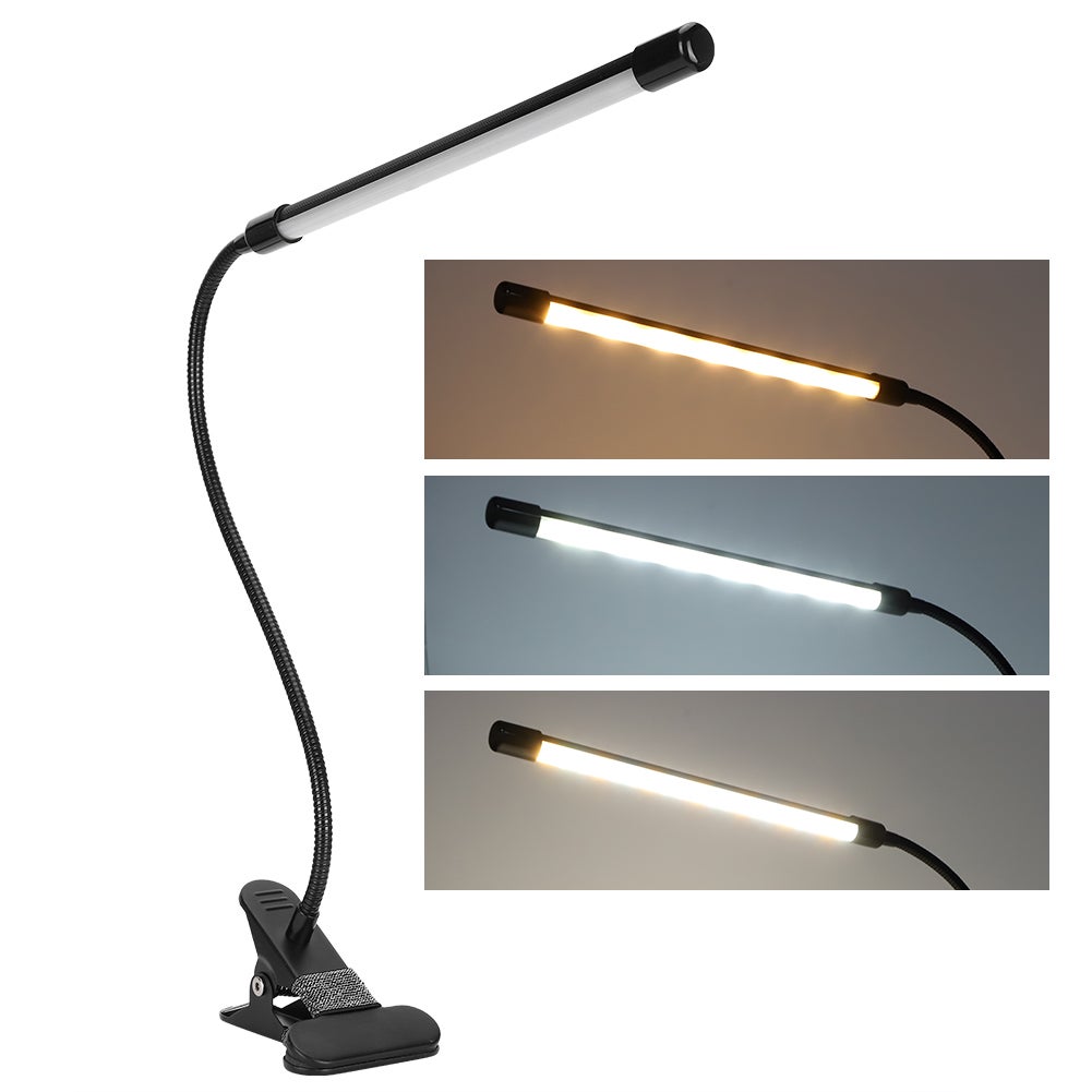 Lampka biurkowa z klipsem, lampa LED z zaciskiem, elastyczna metalowa lampa stołowa chroniąca oczy, idealna do biura, do czytania