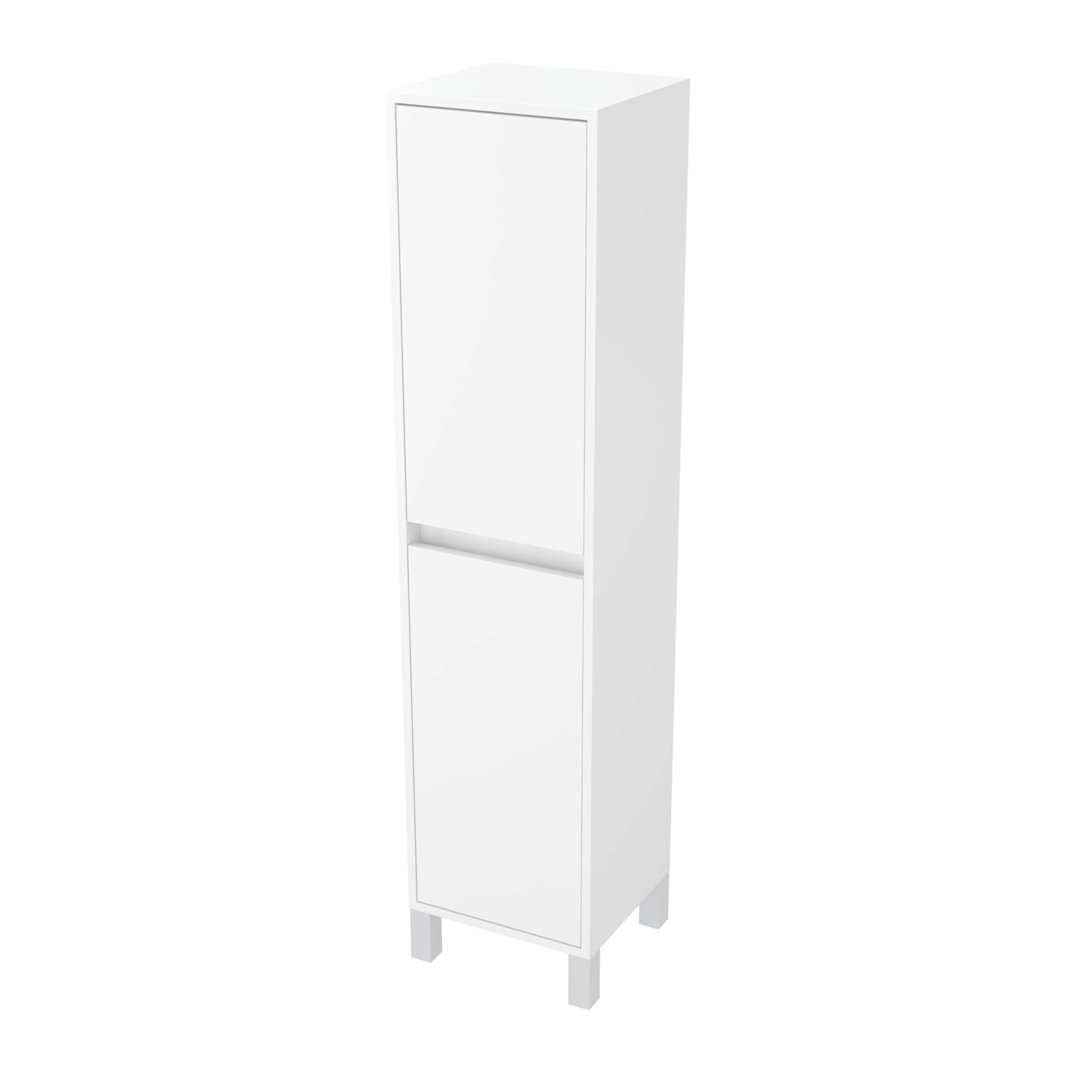 Colonne de rangement Blanc Laqué sur Pieds - Hauteur 160 cm - 2 Portes - XENOS - 5
