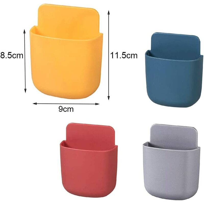 Range Telecommande Mural 4 Pièces Support Telecommande Mural Boîte Rangement pour Télécommande Auto Adhésive Support de Téléphone Portable Mural, 4 Co - 2