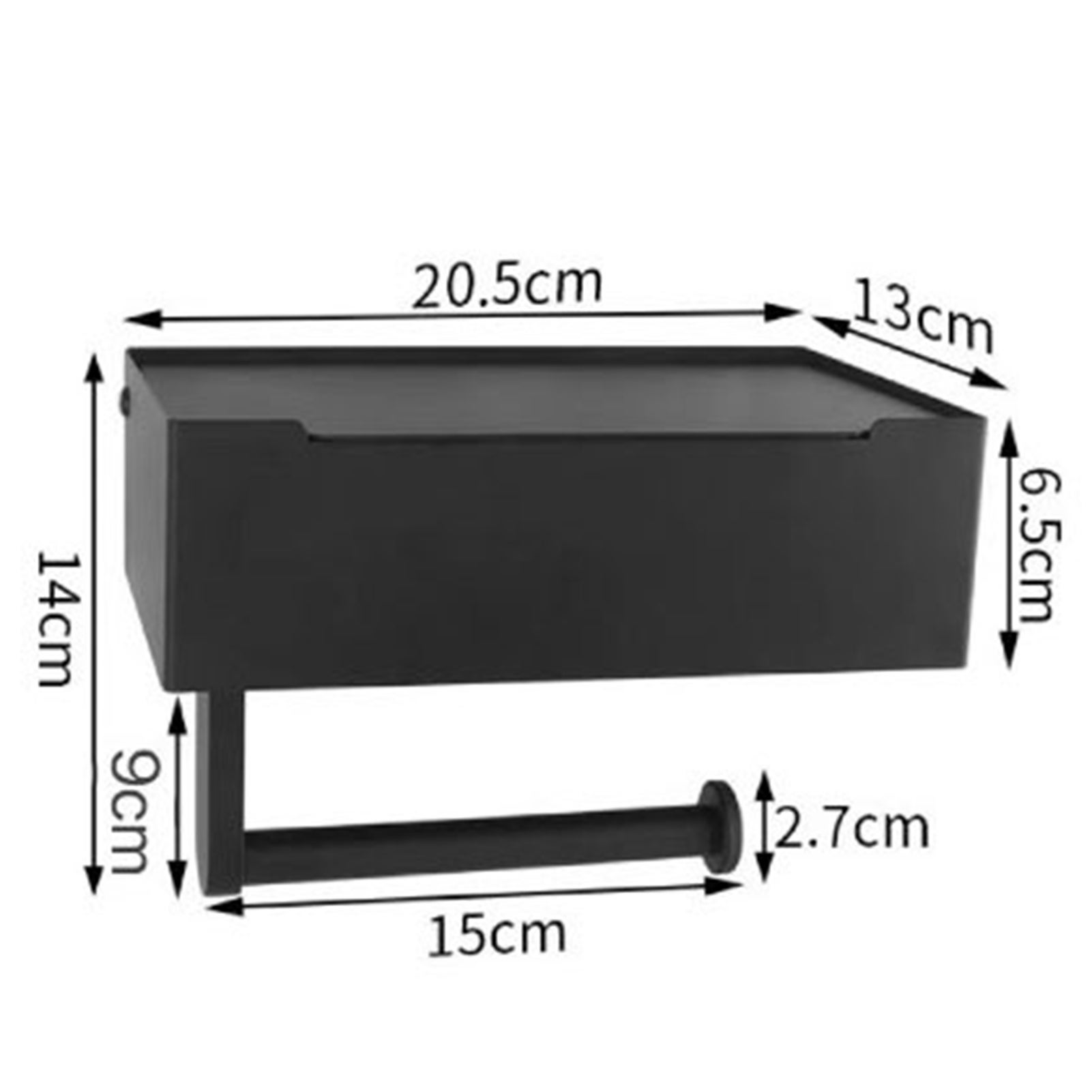 Boîte à mouchoirs en acier inoxydable noir avec porte-rouleaux de papier sans perforation Porte-carton pour papier hygiénique - 4