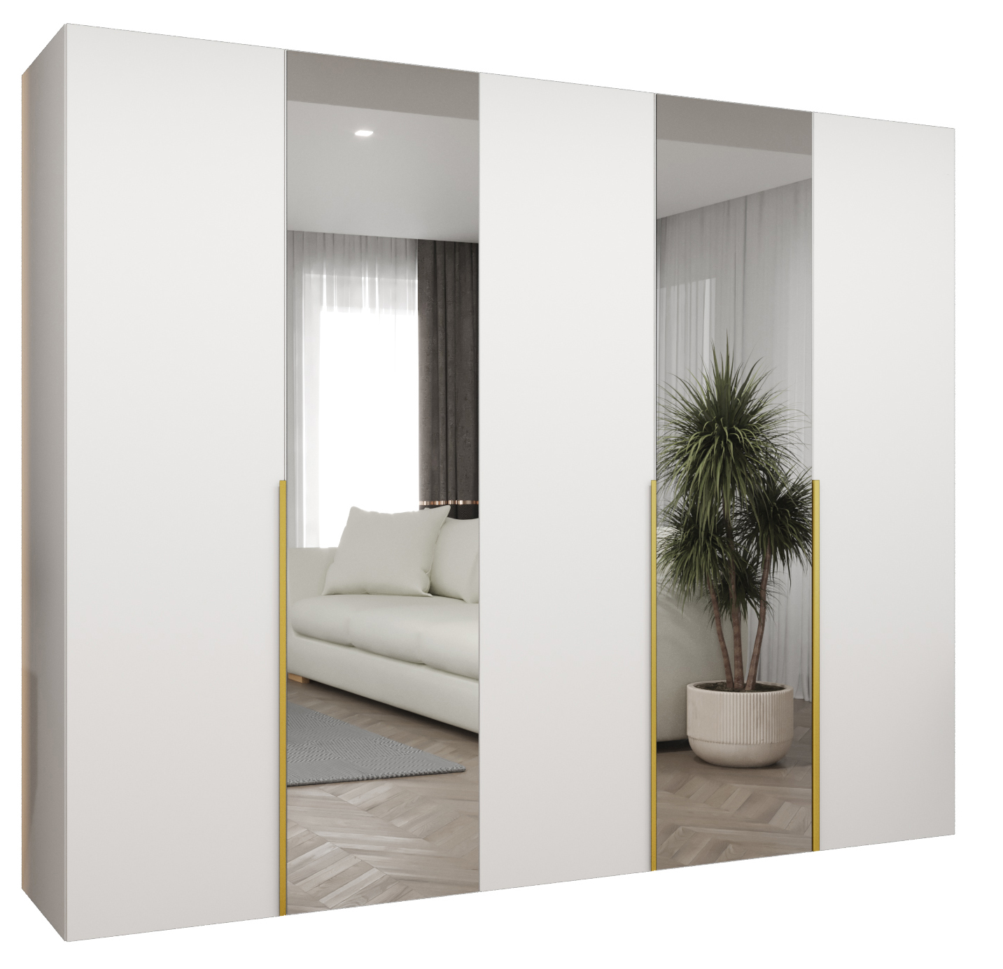 Szafa uchylna otwierana Alicante 2 250 x 52 x 202 cm biały + u. złoty Abiks Meble