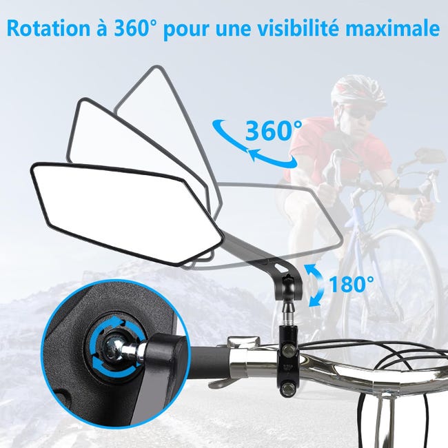 Homieway Specchio retrovisore per bicicletta, 2 pezzi, grande superficie dello specchio retrovisore HD, per manubrio, in vero vetro, per bici elettrica, convesso, specchietto retrovisore sinistro e Homieway Specchio retrovisore per bicicletta, 2 pezzi, grande superficie dello specchio retrovisore HD, per manubrio, in vero vetro, per bici elettrica, convesso, specchietto retrovisore sinistro e