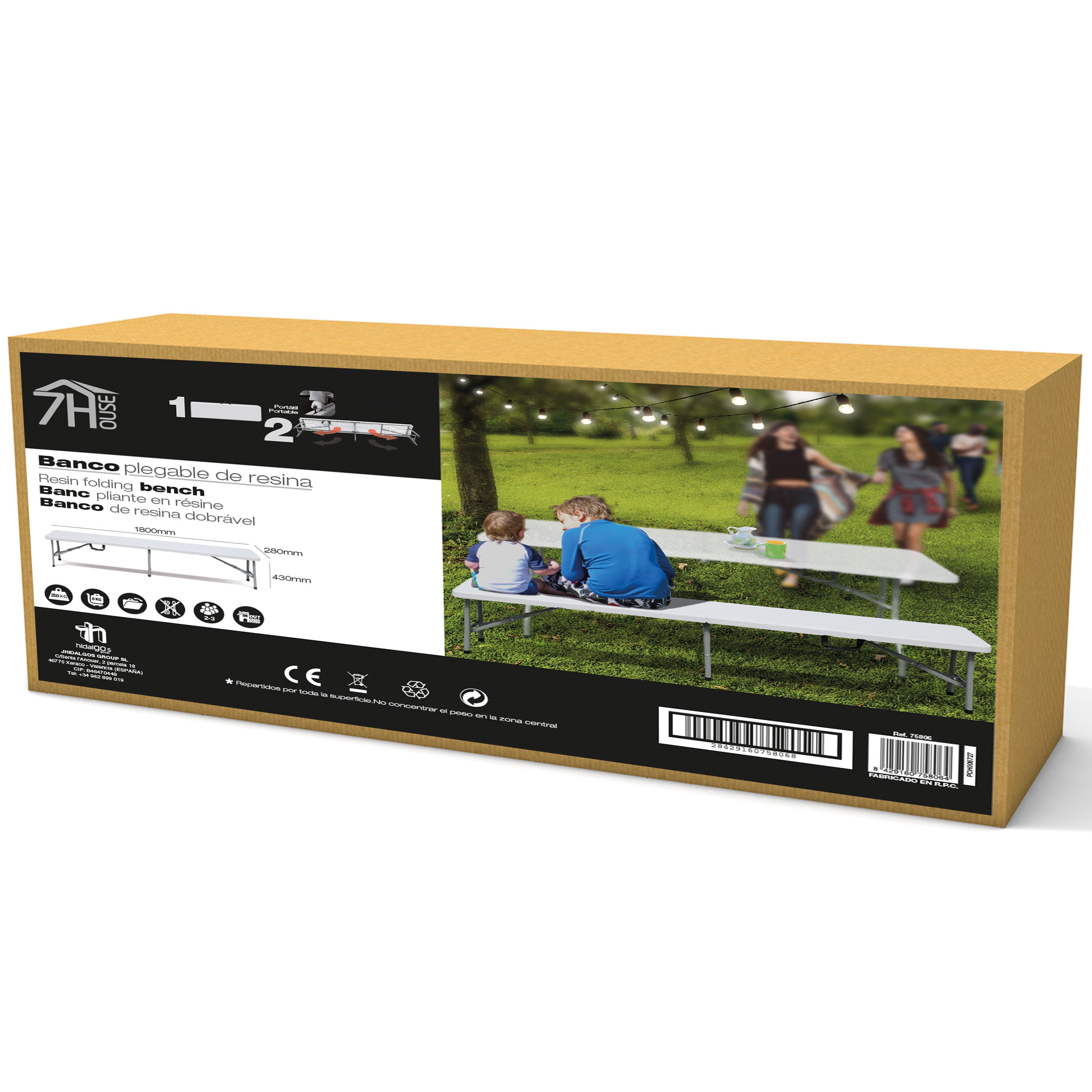 Pack 2 Bancos Plegables Catering 180x30x43cm O91 - 6