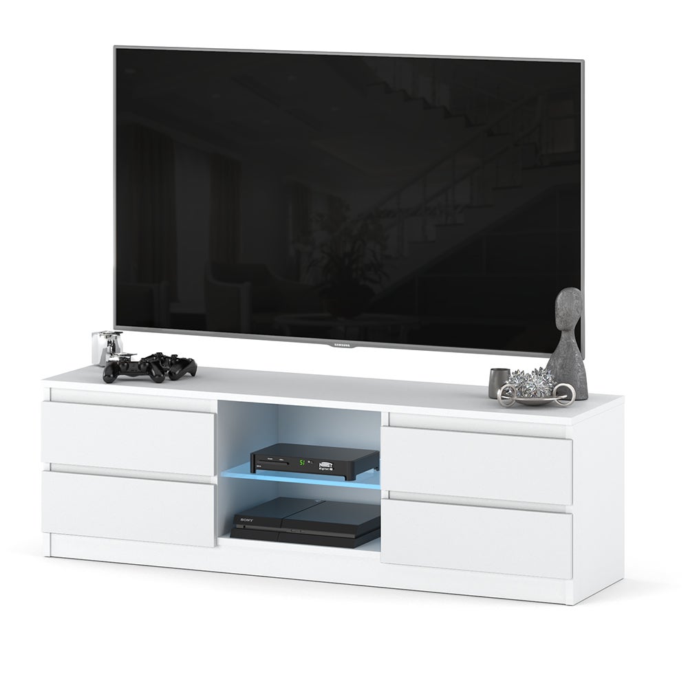Szafka rtv wisząca do salonu 138cm nowoczesny biały stolik pod tv pojemny