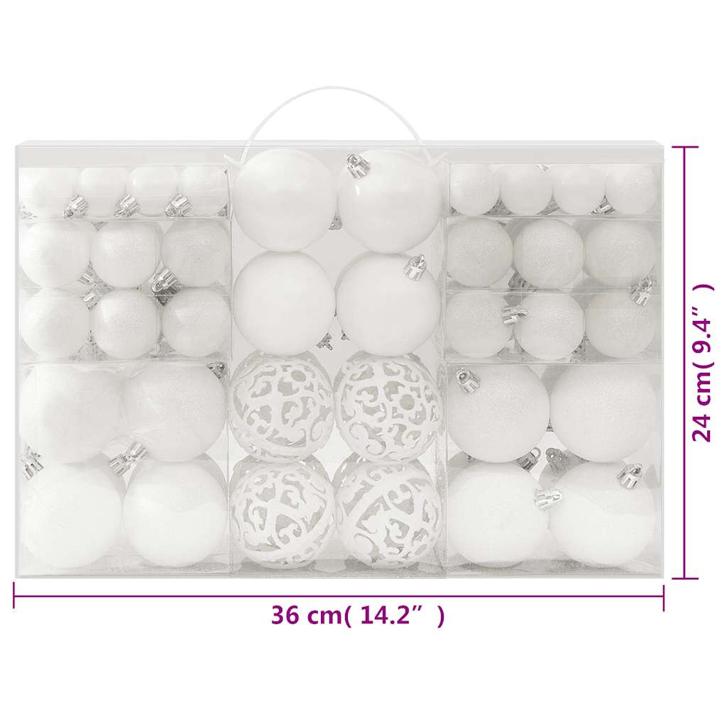 Ensemble de boules de Noël 100 pcs Blanc vidaXL - 3