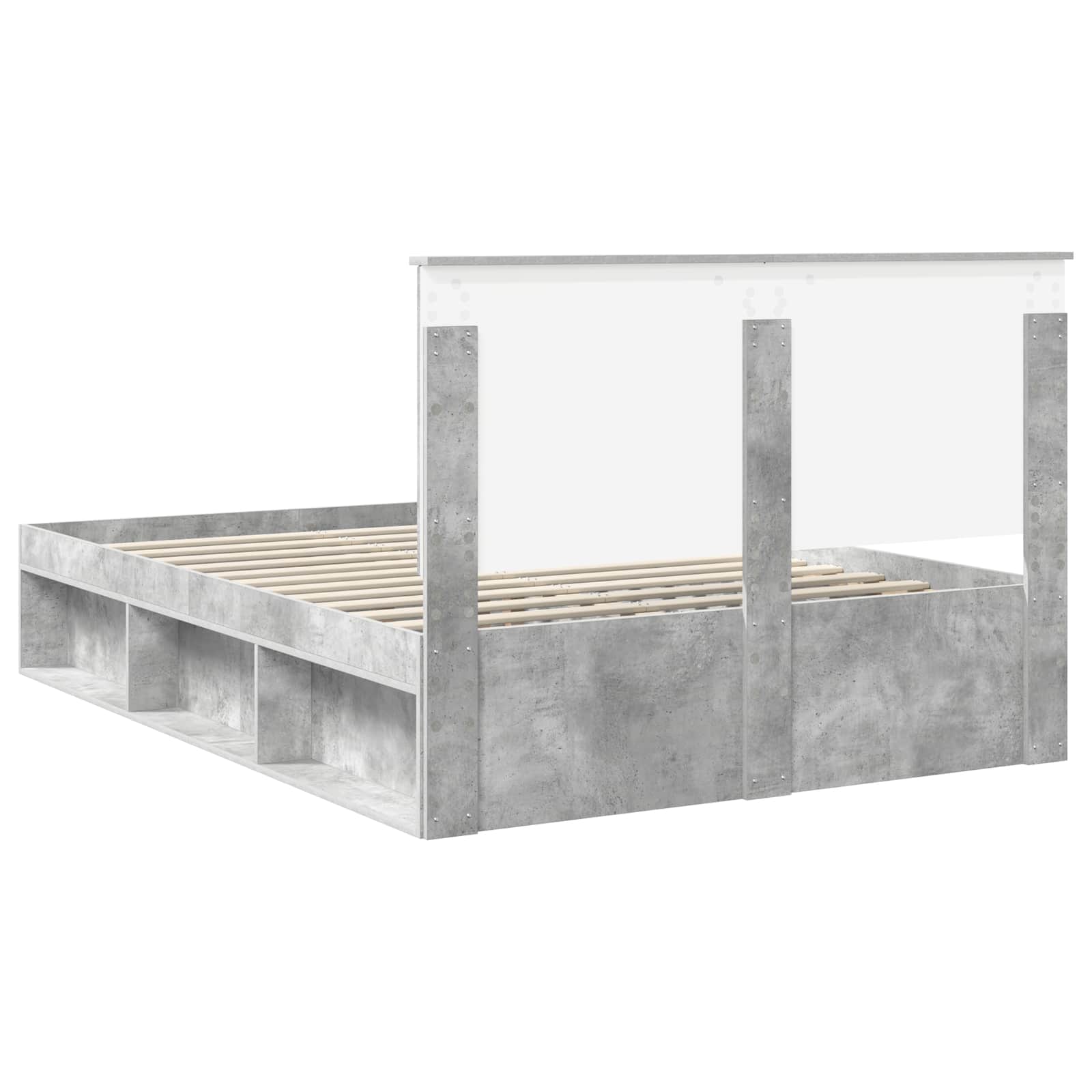 Cadre de lit gris béton en bois de pin massif pour la chambre, 135 × 190 cm - 9