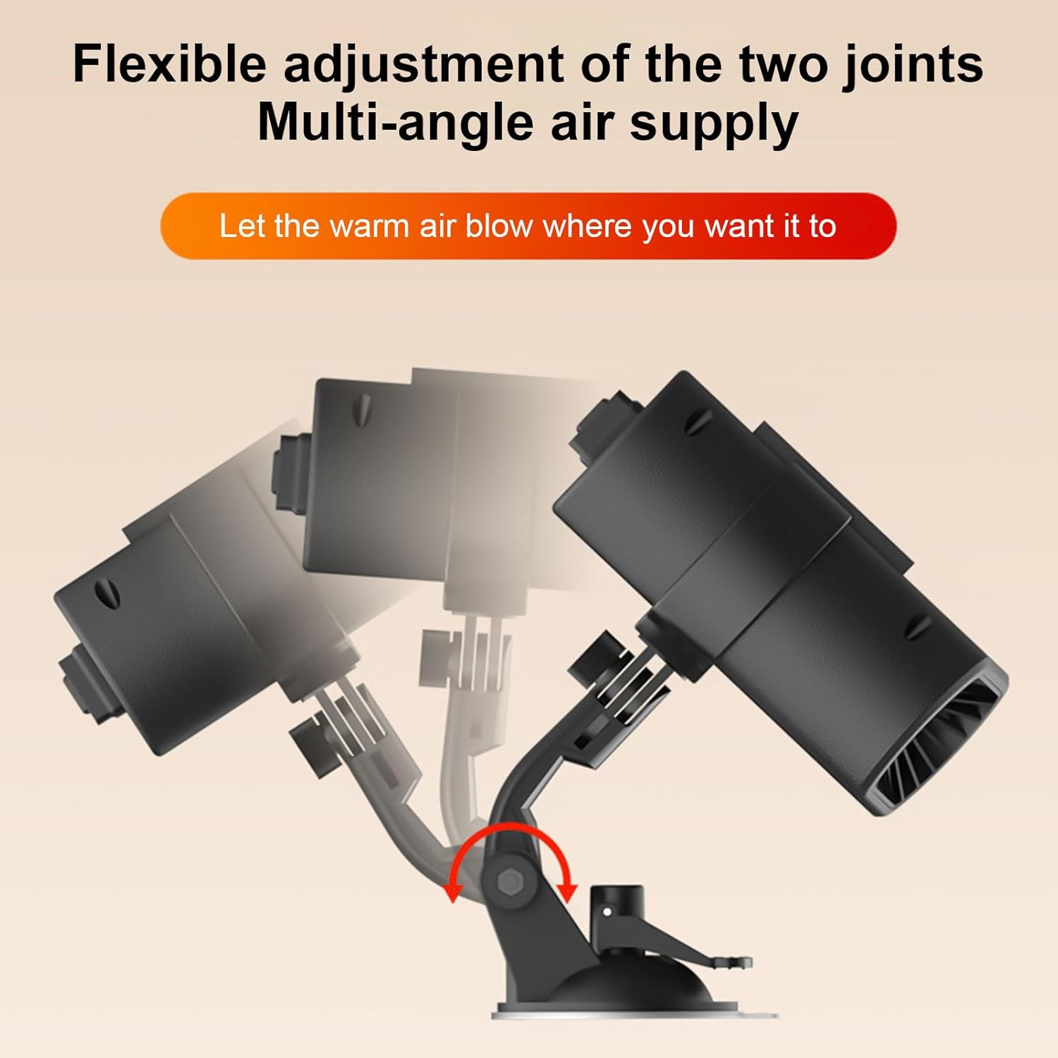 Odmrażacz samochodowy - przenośna suszarka do szyb samochodowych 12 V, szybkie nagrzewanie, odmrażanie i usuwanie zaparowania, regulacja 360 stopni z - 5