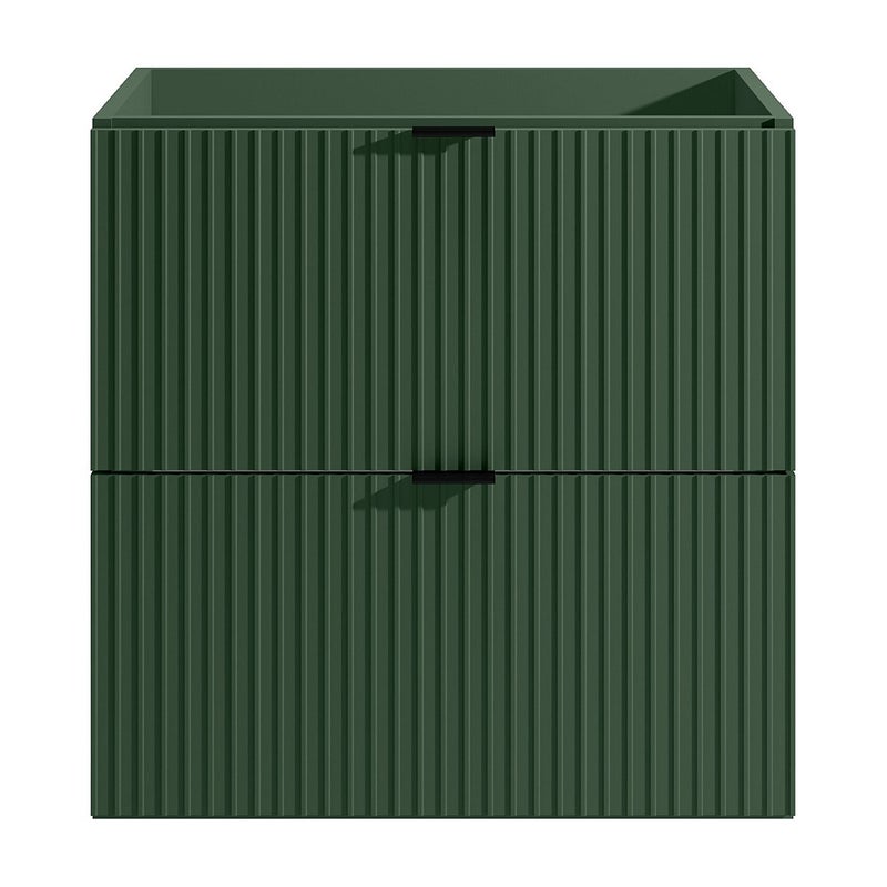 Wisząca szafka pod umywalkę, ryflowana – Matowa zielona – 60 cm – ZEVINI - Matowa zieleń - 60 cm - ZEVINI