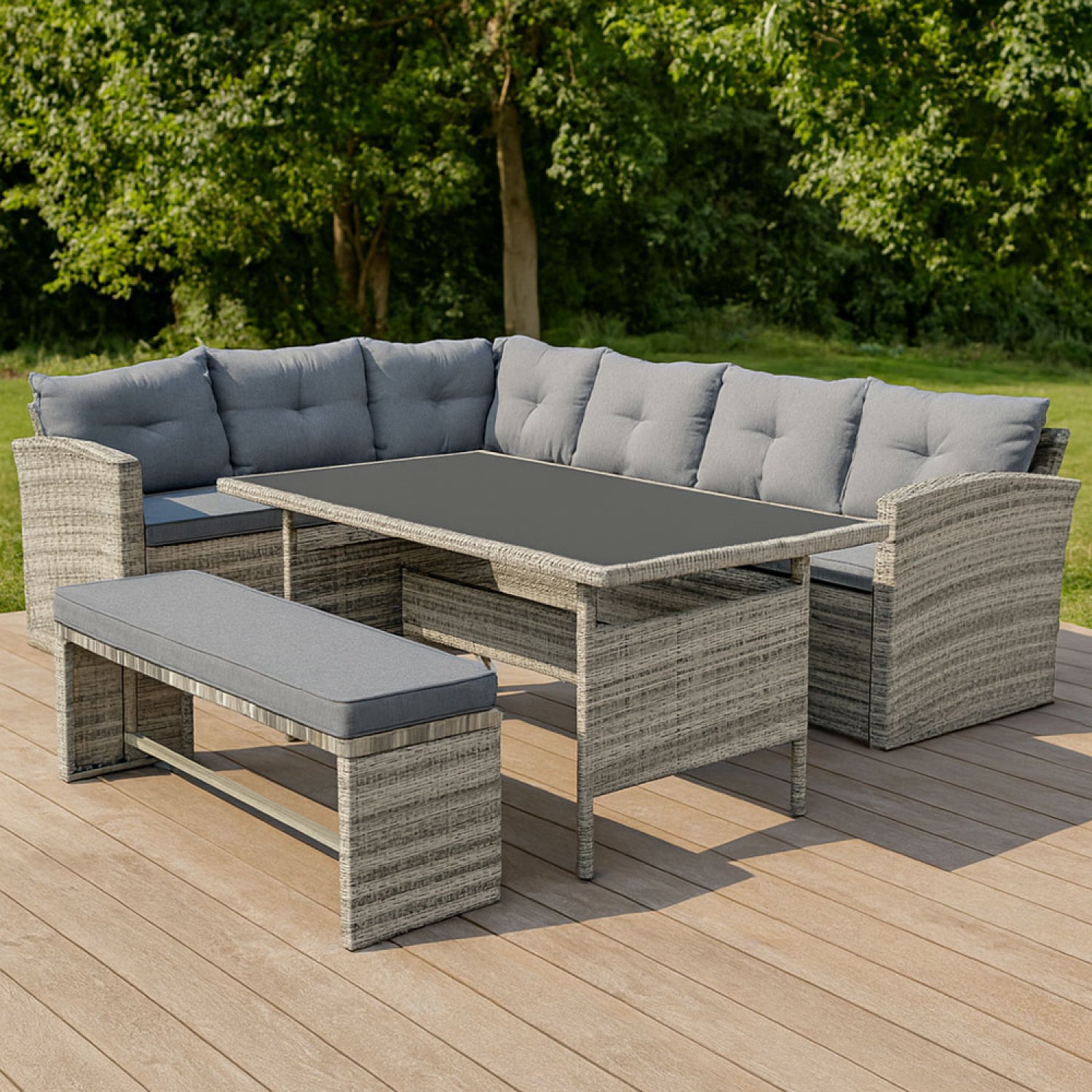 Salon de jardin en Résine tressée Gris 8 personnes - 4