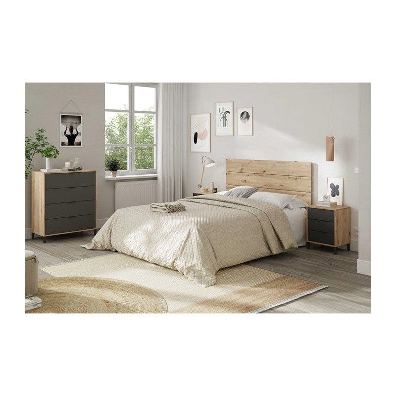 Commode 4 tiroirs décor chene noueux et gris anthracite - L77,5 cm - 6