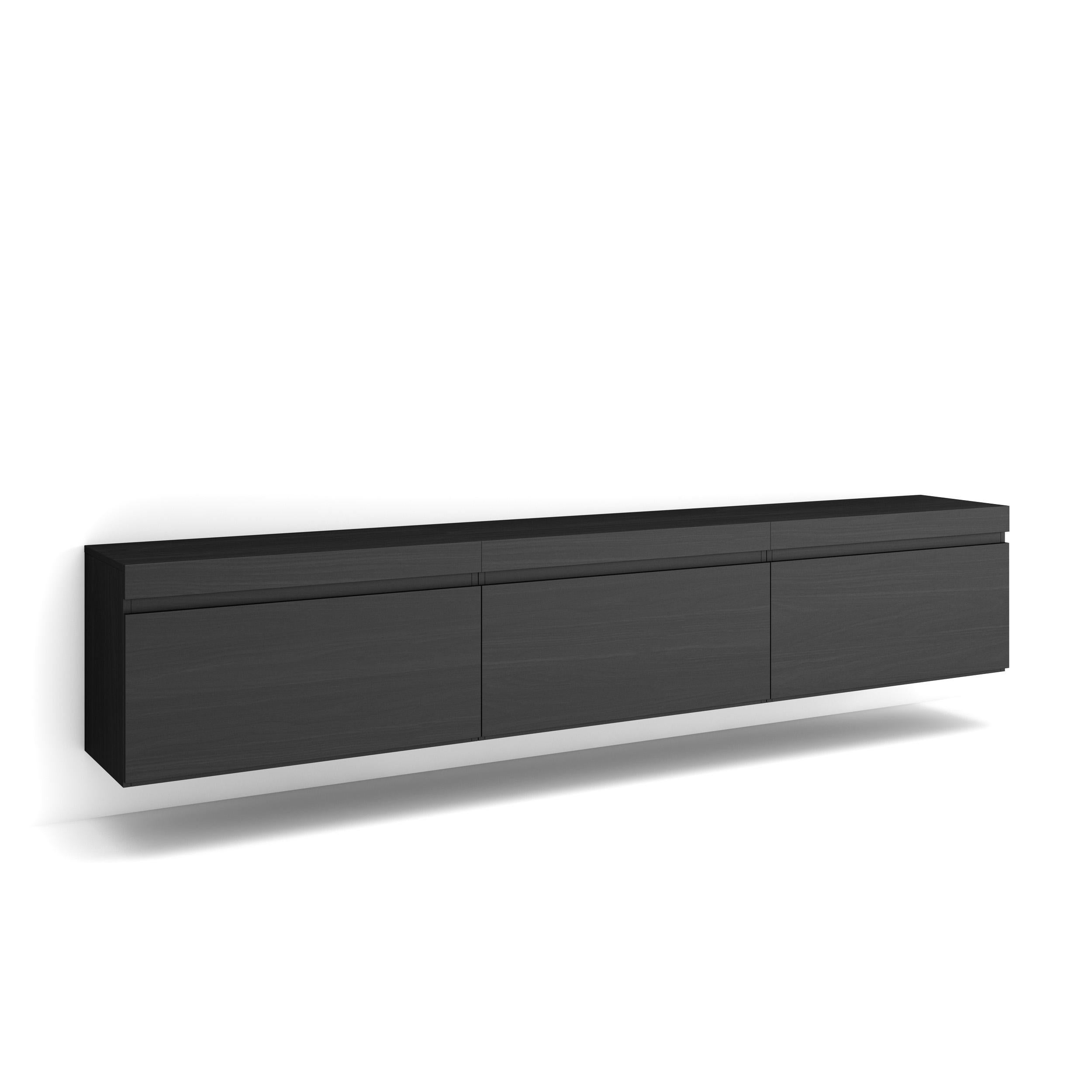 Meuble TV Suspendu Mural 200 Cm Noir - Design Moderne Et Rangement Pratique - 8
