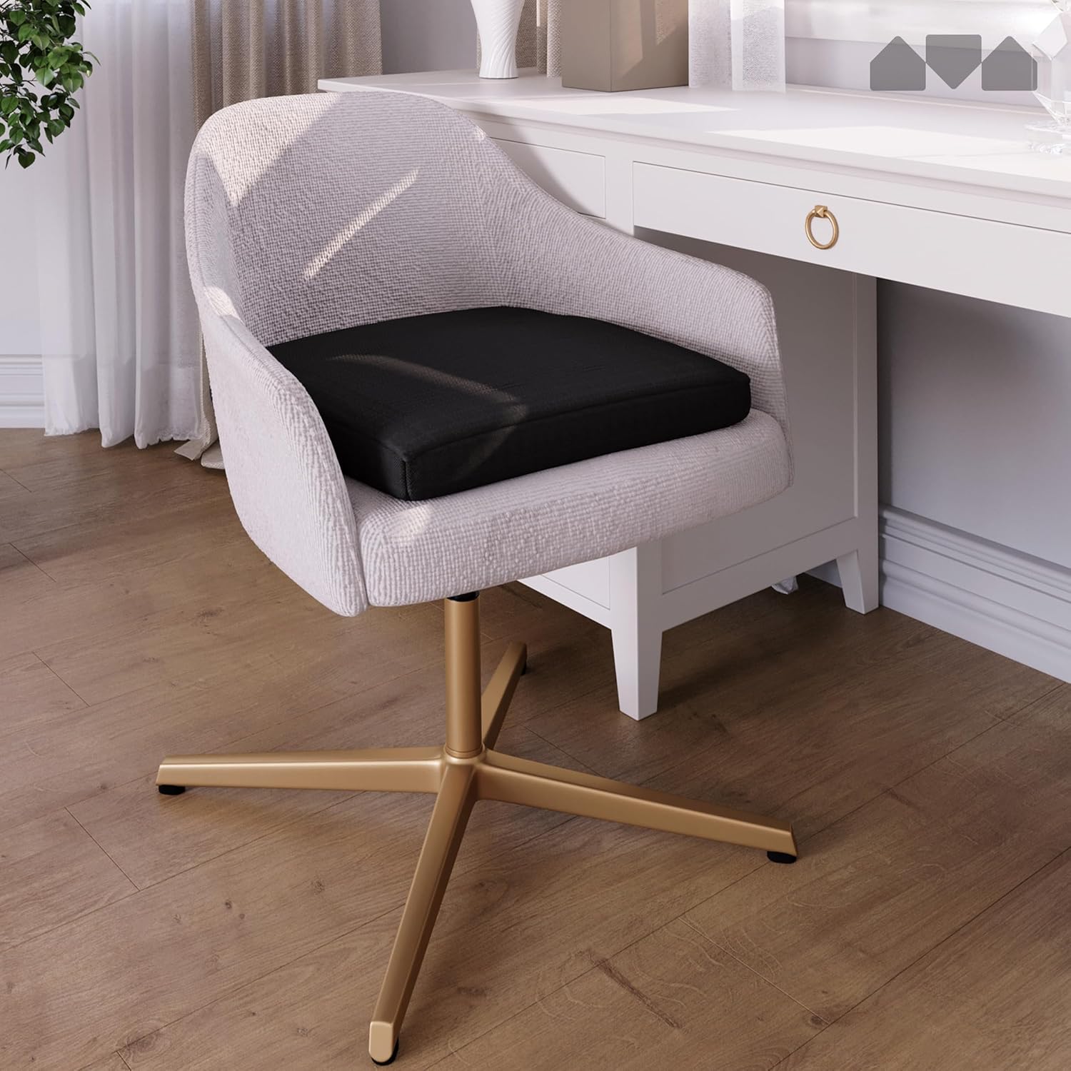 (Noir)Coussin de Siège en Mousse à Mémoire Forme - Coussin Ergonomique pour Chaise Bureau, Voiture, Fauteuil, - 2
