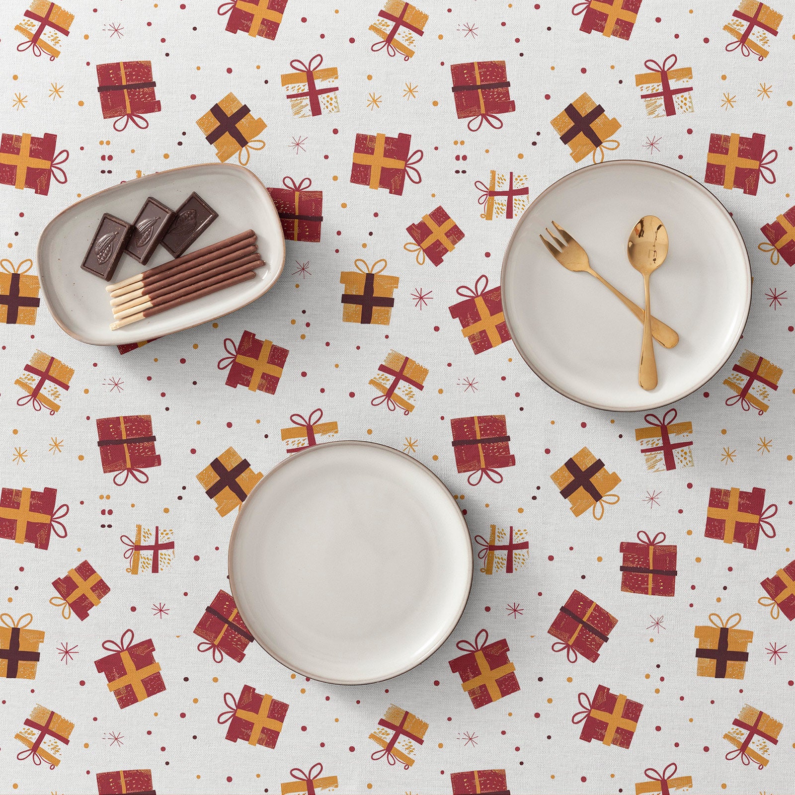 Tovaglia natalizia antimacchia rettangolare in tessuto di cotone 160x350 cm - Gift - 4