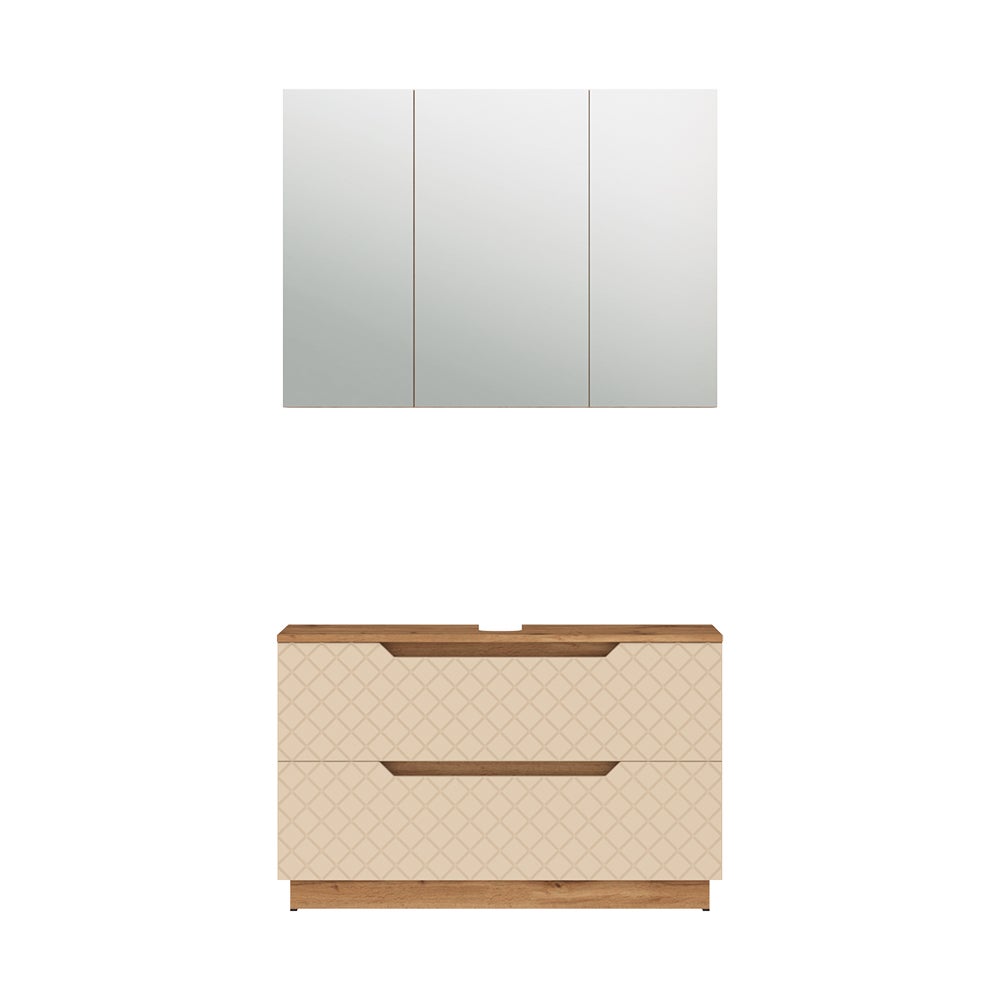 Vicco Zestaw mebli łazienkowych Lotta, Dąb/kaszmir ze strukturą płytek, 2 części