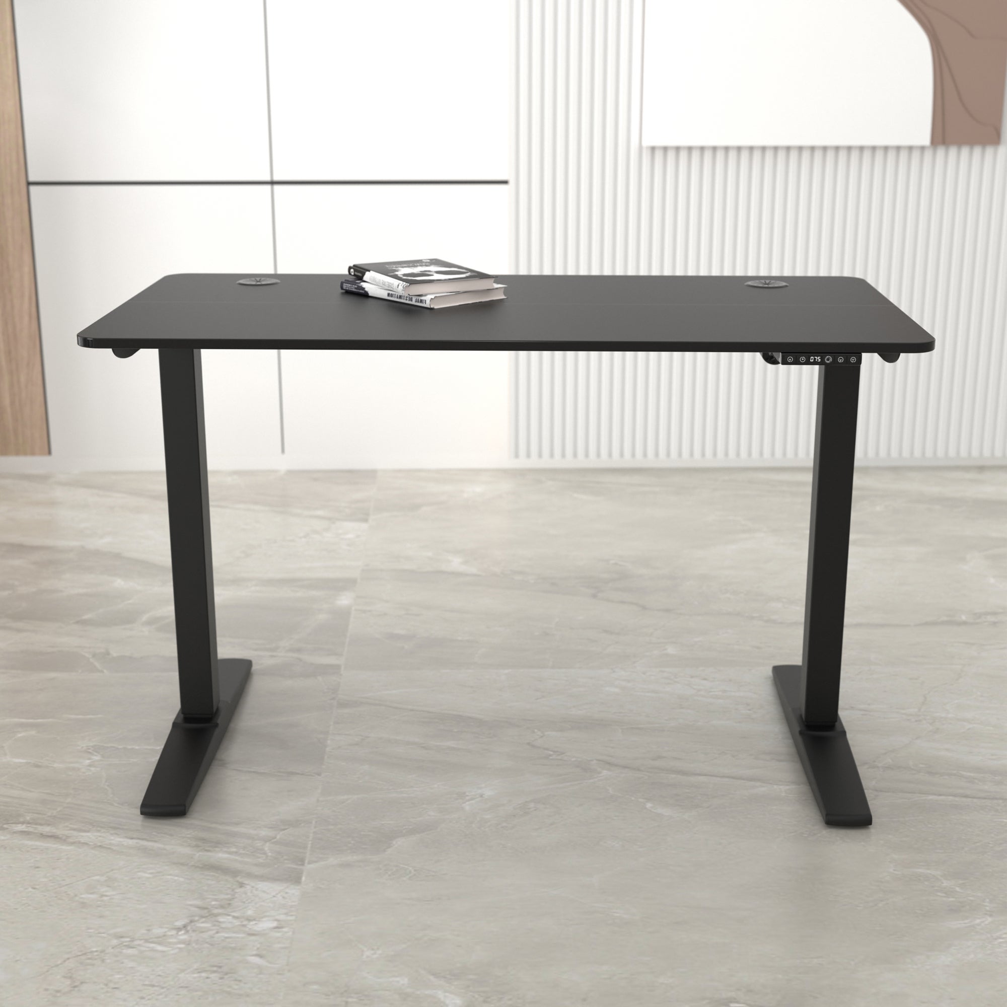 Scrivania 'Stryn' Regolabile in Altezza con Sollevamento Elettrico 140 x 60 Nero Carbone - pro.tec | Leroy Merlin