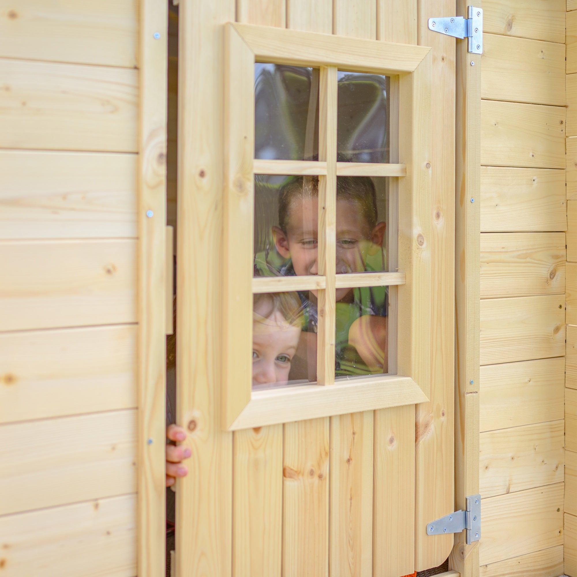Maison en bois pour enfants -Toit vert- Maison de jeux pour l'extérieur 111x113xH121cm/0.9 m2 - maison jardin enfant exterieur bois Timbela M570Z-1 - 8