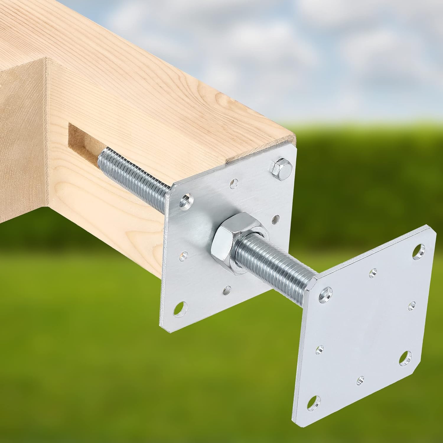 Lot de 4 Support de Poteau à Visser 80x80x250 mm en Acier Galvanisée - 4x Pied de Poteau - KOTARBAU - 6