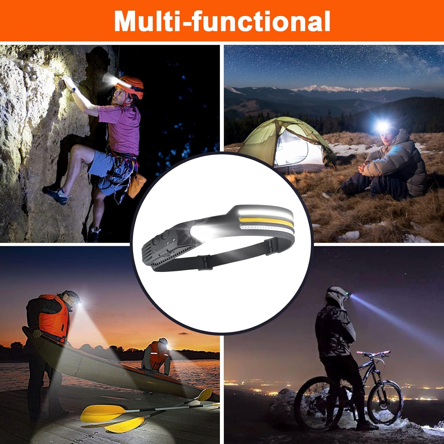 2 Pcs Lampe Frontale Rechargeable Led Ultra Puissante Lampes Frontales Running Rechargeables Pile Lumiere Torche usb Trail a Pied Bandeau - 5