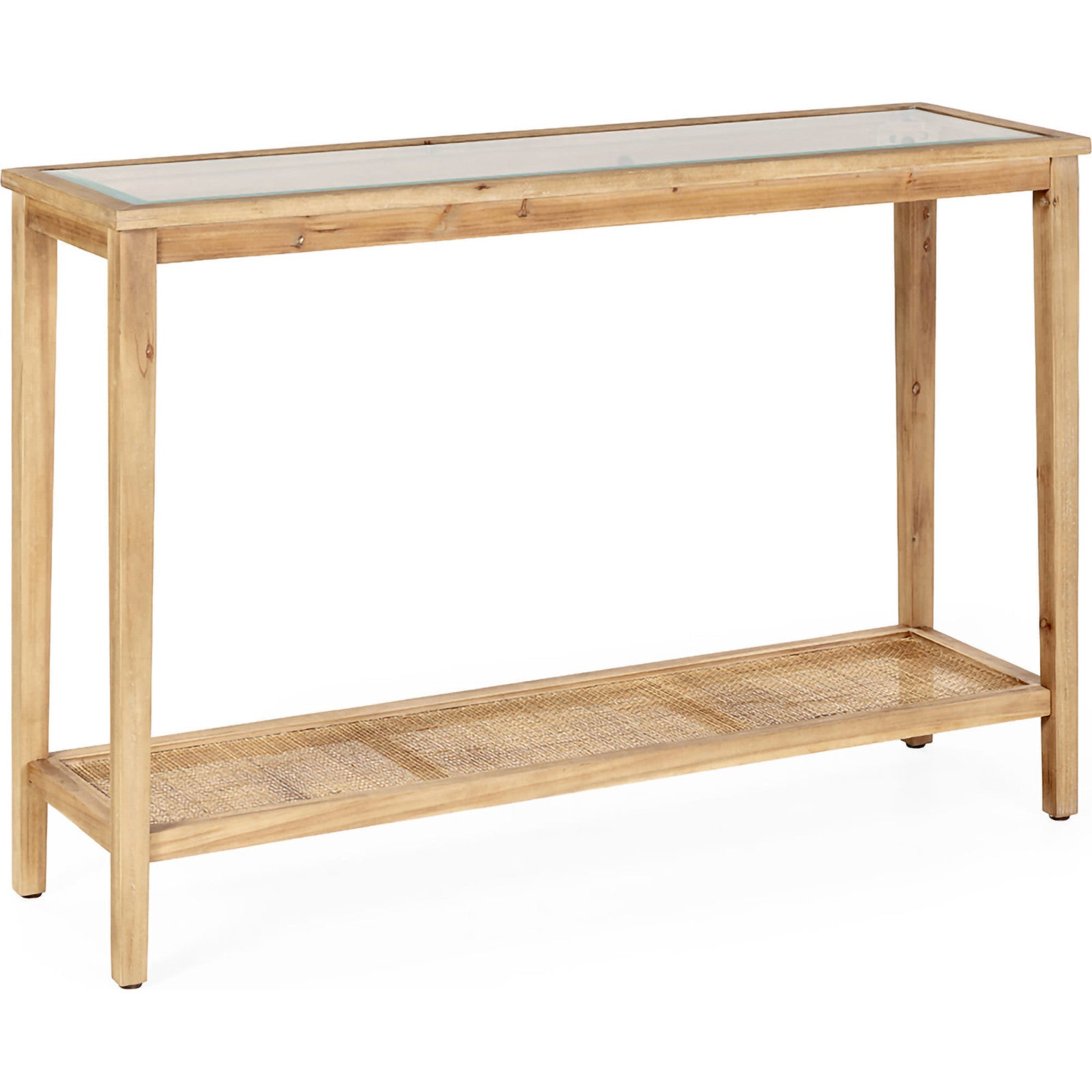Console bois verre et rotin naturel style épuré pour entrée élégante ...
