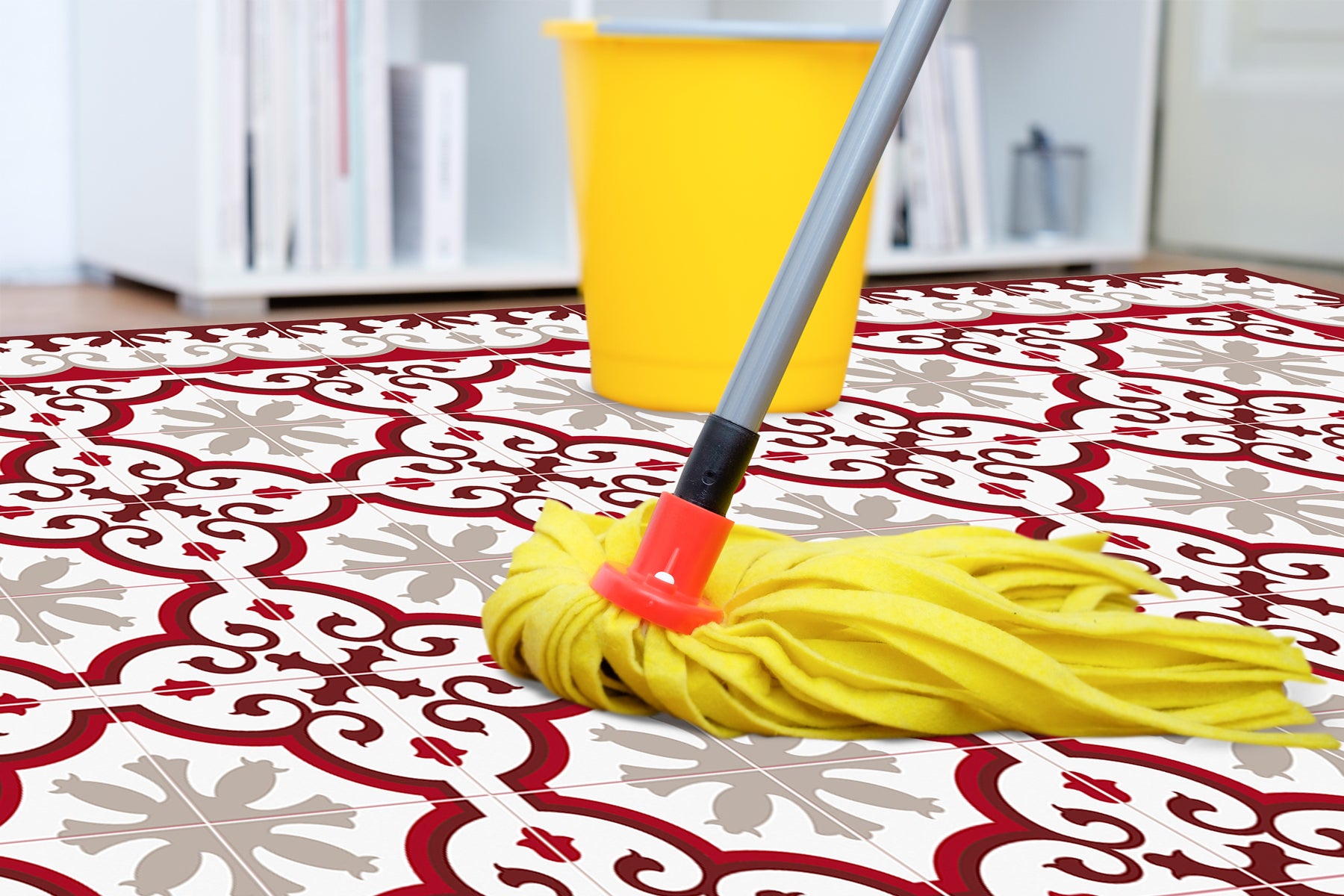 Tapis antidérapant en vinyle Marseille rouge 50x100 cm - PVC imprimé, lavable, ignifuge, pour le salon et la cuisine - 4