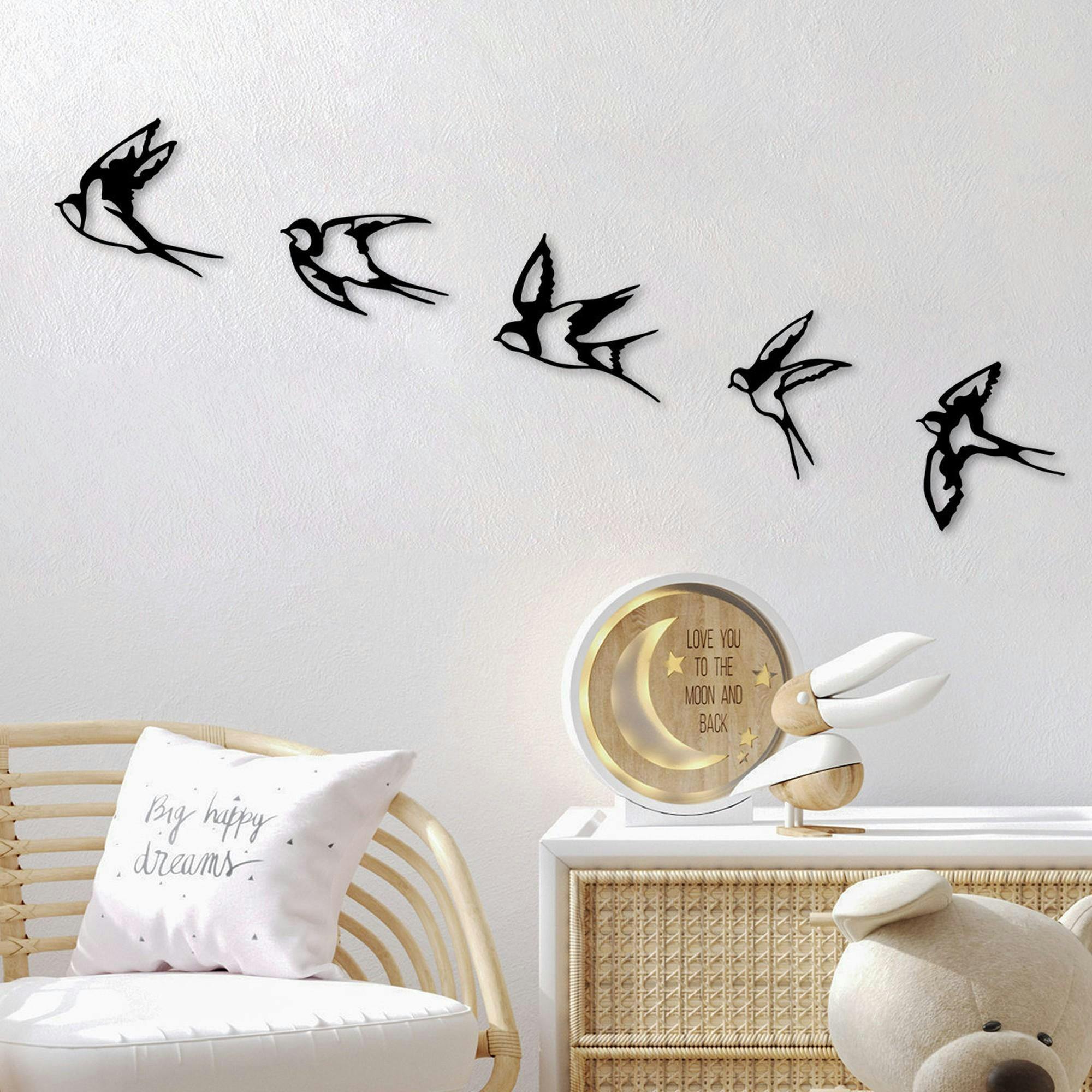 Décoration Murale Métal Fée Et Lune – Fer Noir – 30x22 Cm – Cadeau Maison