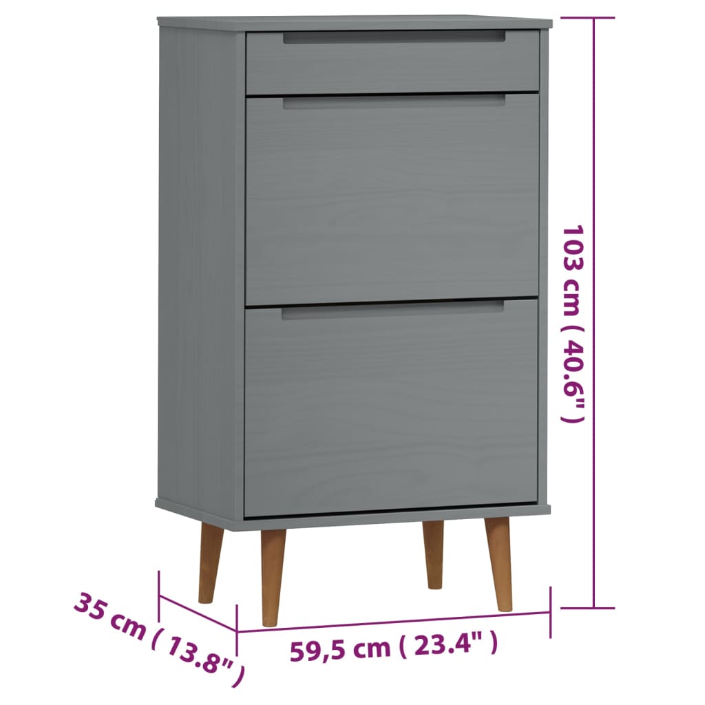 Maison Exclusive - Armoire à chaussures MOLDE Gris 59,5x35x103 cm Bois de pin - 8